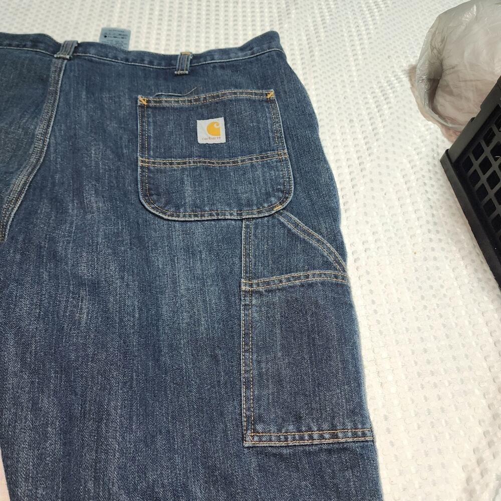 CARHARTT EUC MENS SIZE 42 x 30 DENIM CARGO CARPENTER JEANS - Picture 8 of 11
